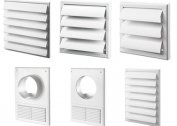 Types and sizes of plastic ducts for ventilation, elements, grilles, hatches