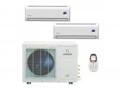 Air conditioners with two indoor units and one external
