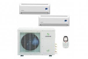 Air conditioners with two indoor units and one external