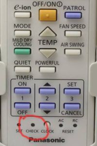 Location of the test button in the recess on the remote control