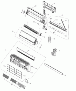 The layout and structure of the indoor unit of the air conditioner: fan, impeller, disassembly, board