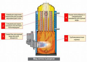 El esquema de la caldera en combustible diesel