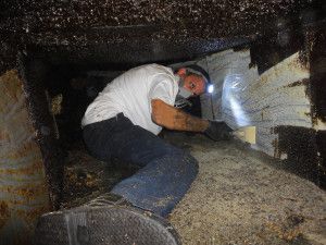 manual cleaning of a large duct