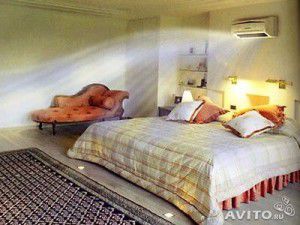 indoor unit in the bedroom above the bed