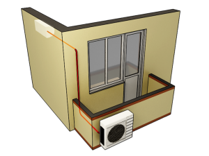 outdoor unit on the facade of the balcony