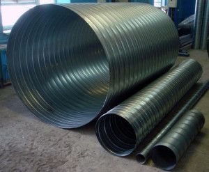 an adult fits easily into an industrial duct