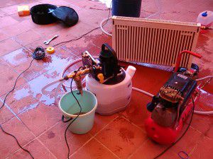 Flushing heating in a private house