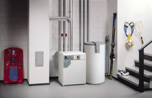 Floor gas boiler in heating